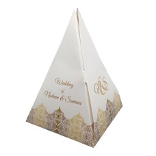 Gold Damask - Personalised Pyramid Party Favour Box