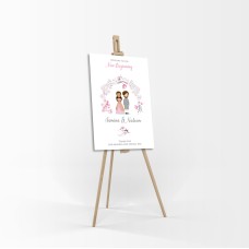 Cherry Blossom Caricature - A1 Mounted Welcome Poster