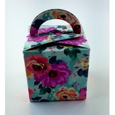 Vibrant Teal Rose - Printed Cube Floral Favour Box
