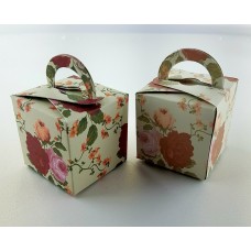Animated Red & Orange Rose - Printed Cube Floral Favour Box