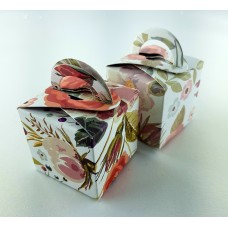 Abstract Foliage Rose - Printed Cube Floral Favour Box