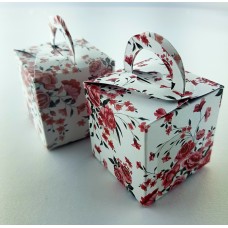 Simple Magenta Rose - Printed Cube Floral Favour Box