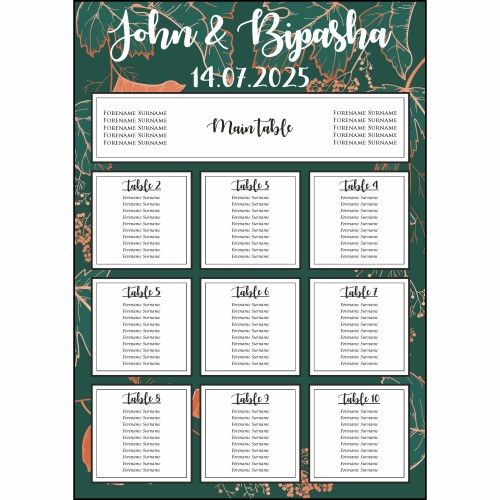 Dark Green Leaves - A1 Table Plan