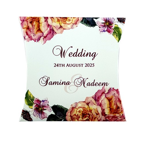 Orange Floral- Personalised Large Pillow Favour Box