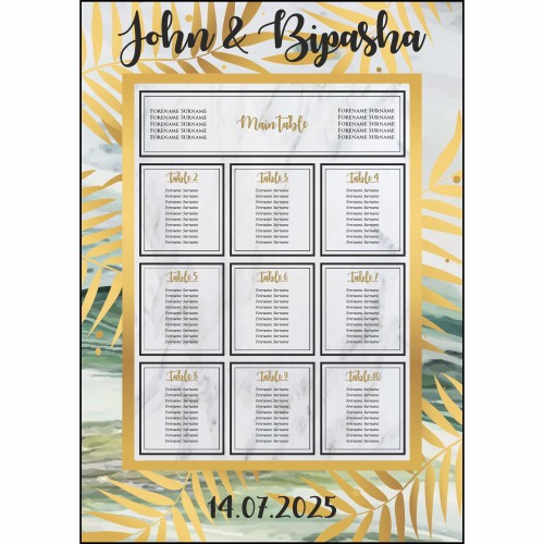 Gold Turquoise Marble - A1 Table Plan