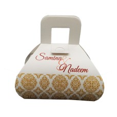 Light Gold Damask - Personalised Handbag Party Favour Box