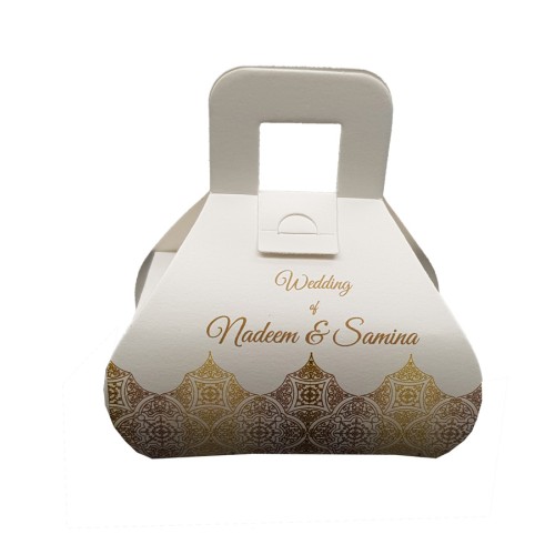 Gold Damask - Personalised Handbag Party Favour Box