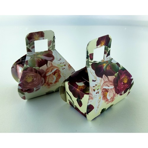 Cream Maroon Floral - Printed Handbag Floral Favour