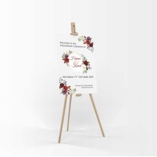 Maroon Floral Wreath  - A1 Mounted Welcome Poster