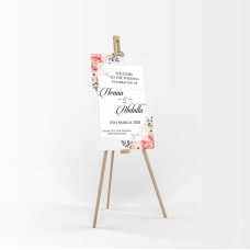 Peach Black Floral - A1 Mounted Welcome Poster