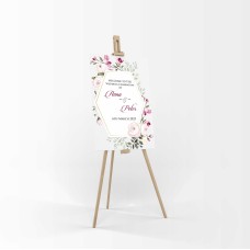 Purple Green Floral  - A1 Mounted Welcome Poster