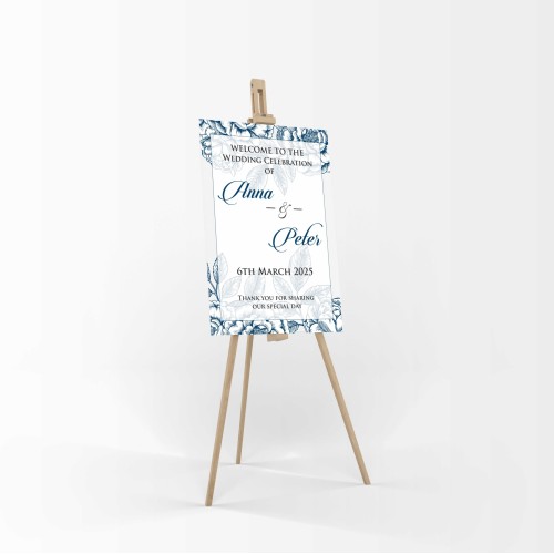 Blue Floral  - A1 Mounted Welcome Poster