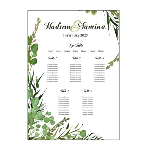 Green Leaf - A1 Table Plan