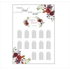 Maroon Floral Wreath - A1 Table Plan