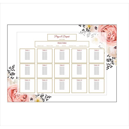 Peach Black Floral - A1 Table Plan