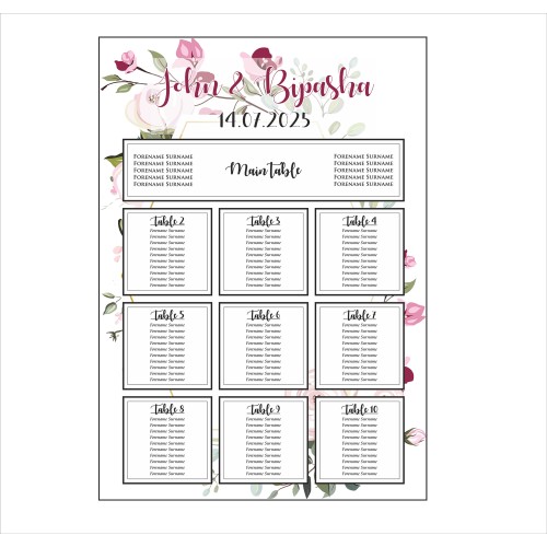 Purple Green Floral - A1 Table Plan