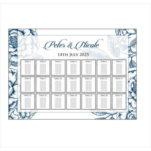 Blue Floral - A1 Table Plan