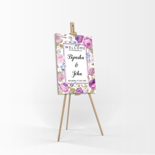 Purple Border  - A1 Mounted Welcome Poster