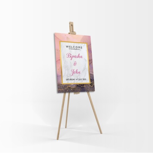 Pink Black Marble - A1 Mounted Welcome Poster