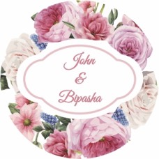 Peony Floral - Circle Personalised Favour Stickers