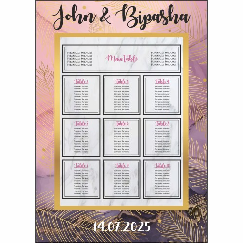Pink Black Marble - A1 Table Plan
