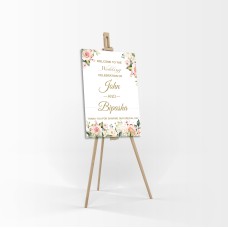 Pretty Peach Floral - A1 Mounted Welcome Poster