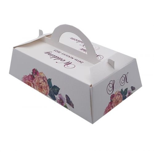 Orange Floral - Personalised Rectangle Party Favour Box