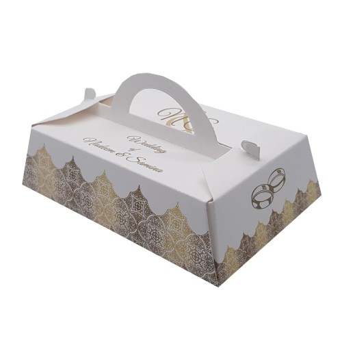 Gold Damask - Personalised Rectangle Party Favour Box