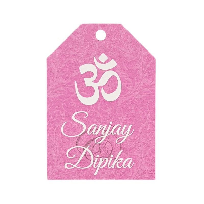 Pink OM - Personalised Favour Luggage Tags
