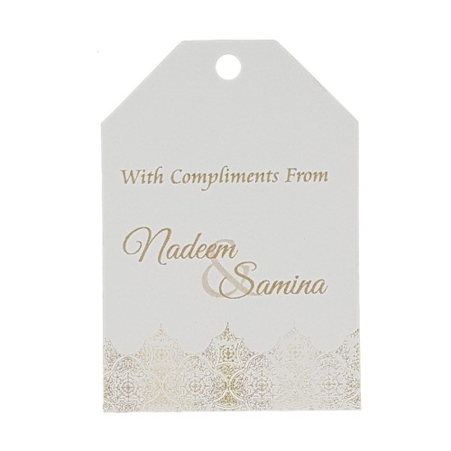 Gold Damask - Personalised Favour Luggage Tags