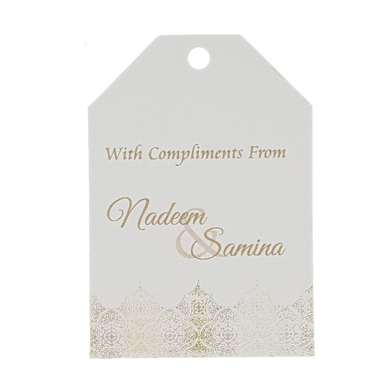 Gold Damask - Personalised Favour Luggage Tags