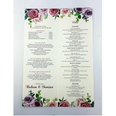 Purple Rose Wreath - Personalised Freestanding Menu's