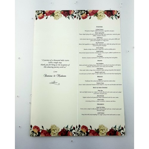 Light Floral - Personalised Freestanding Menu's