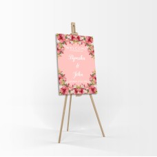 White Pink Floral - A1 Mounted Welcome Poster