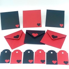 Love Note Envelopes x 6 with 6 matching tags, Valentine's Day Envelopes, Anniversary, Missing You Letters, Hearts, Journal, Scrapbook