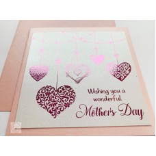 Happy Mother's Day Card, Pink Foiled Mother's Day Card, Card for Mum, Happy Birthday Card, Foiled Birthday Card, Heart Themed Card,