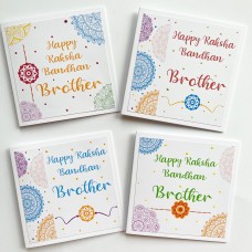 4 Raksha Bandhan Cards, Mini Rakhri Cards, Set of 4 Rakhi Cards, Colourful Rakhri Cards, Raksha Bandhan Cards
