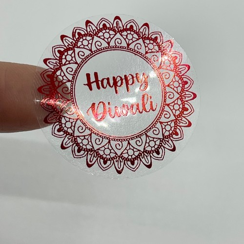 Clear Foiled Diwali Stickers, Clear Diwali Stickers, Clear Mandala Sticker Labels, Clear Mandala Foiled Stickers, Personalised Envelope Seal