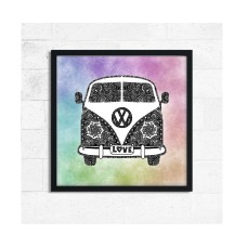 VW Camper | VW Camper illustration | VW Camper Print | Square Print | Zentangle | Black and White | Home Decor | Wall Art