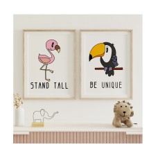 Prints for safari themed nursery | nursery wall art | Flamingo print | Toucan print | Inspirational nursery decor | cute bird prints