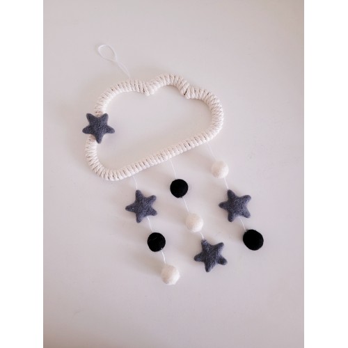 Cloud Wall Hanging Shape with Pom-Poms