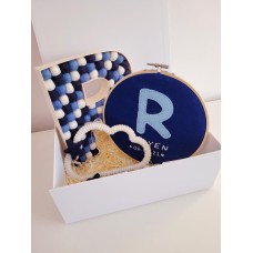 Personalised 3 Piece Gift Set in Box - Embroidered Hoop, Cloud Wall Hanging, Wooden Letter