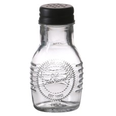 Salt and Pepper Shakers Pots Set Clear Glass Dispensers Cruet Jars Metal Lid BBQ