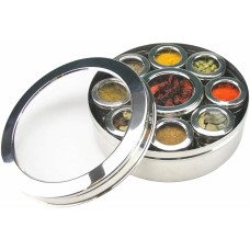 Authentic Indian Spice Tin Stainless Steel Masala Dabba LARGE Curry Cooking 9pc