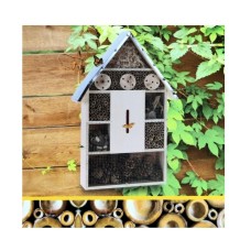 XLarge Wooden Insect Bee House Natural Wood Bug Hotel Metal Roof Garden 57cm