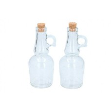 2 Piece Oil & Vinegar Set Cruet 250ml Condiment Dispenser Bottle Sauce Cork Lid