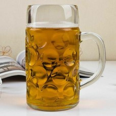 Beer Stein 2 Pint - 1ltr German Beer Stein, Dimpled Beer Mug, Glass Dimpled