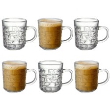 Glass Tea Coffee Mugs Clear Cups Hot Cold Drink Chocolate Glasses 220ml Set Of 6
