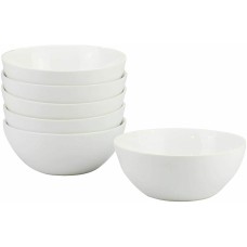 White Cereal Bowl 6-Piece Round Breakfast Cereal Oatmeal Bowls Plain White Desse