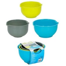 Mixing Bowl 6 Piece Set Non-Slip Baking Cooking Grey Green Blue 3 Sizes Pack